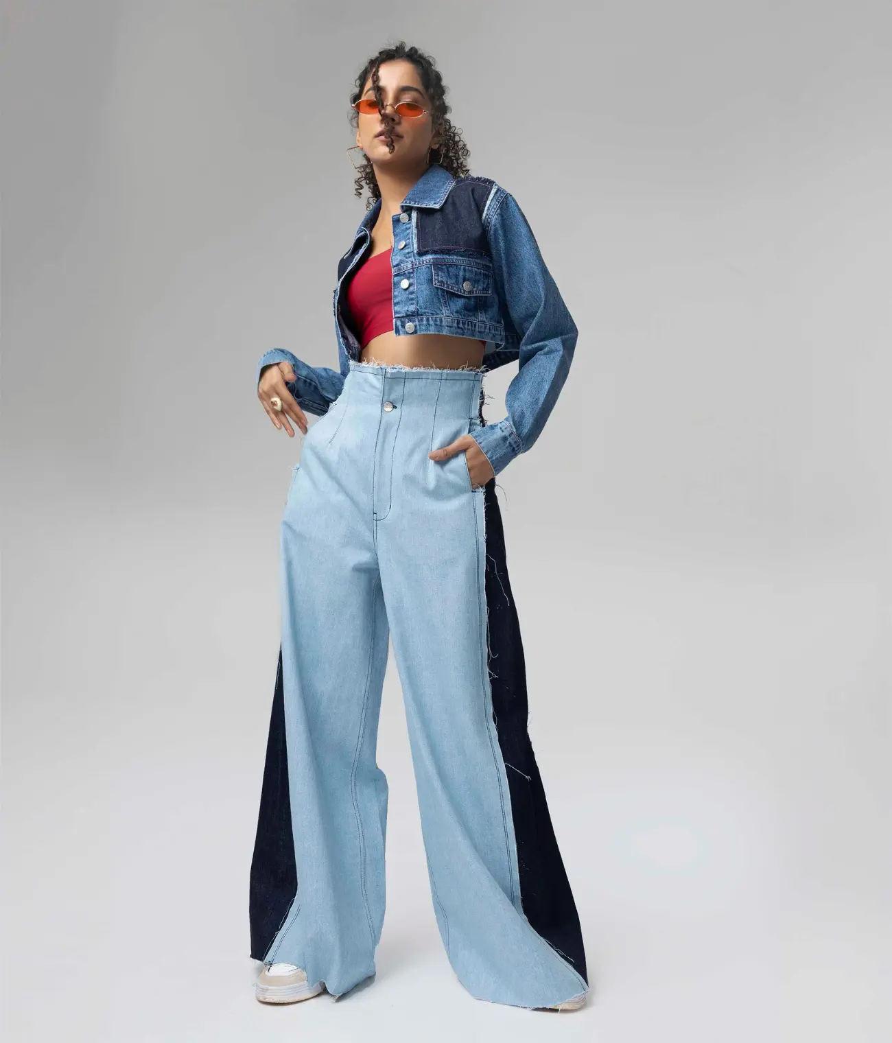 Wide Leg Panel Jeans