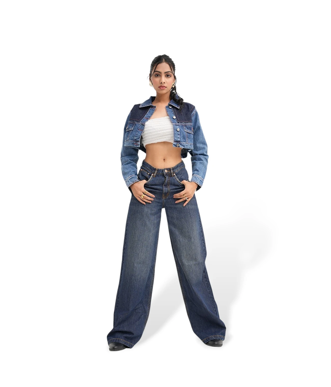 Midnight Blue Denim wide leg Jeans