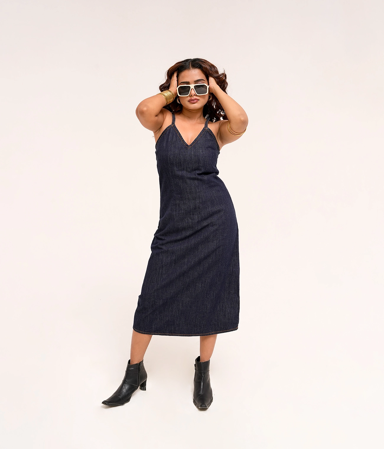 Dark blue Strappy Denim Dress