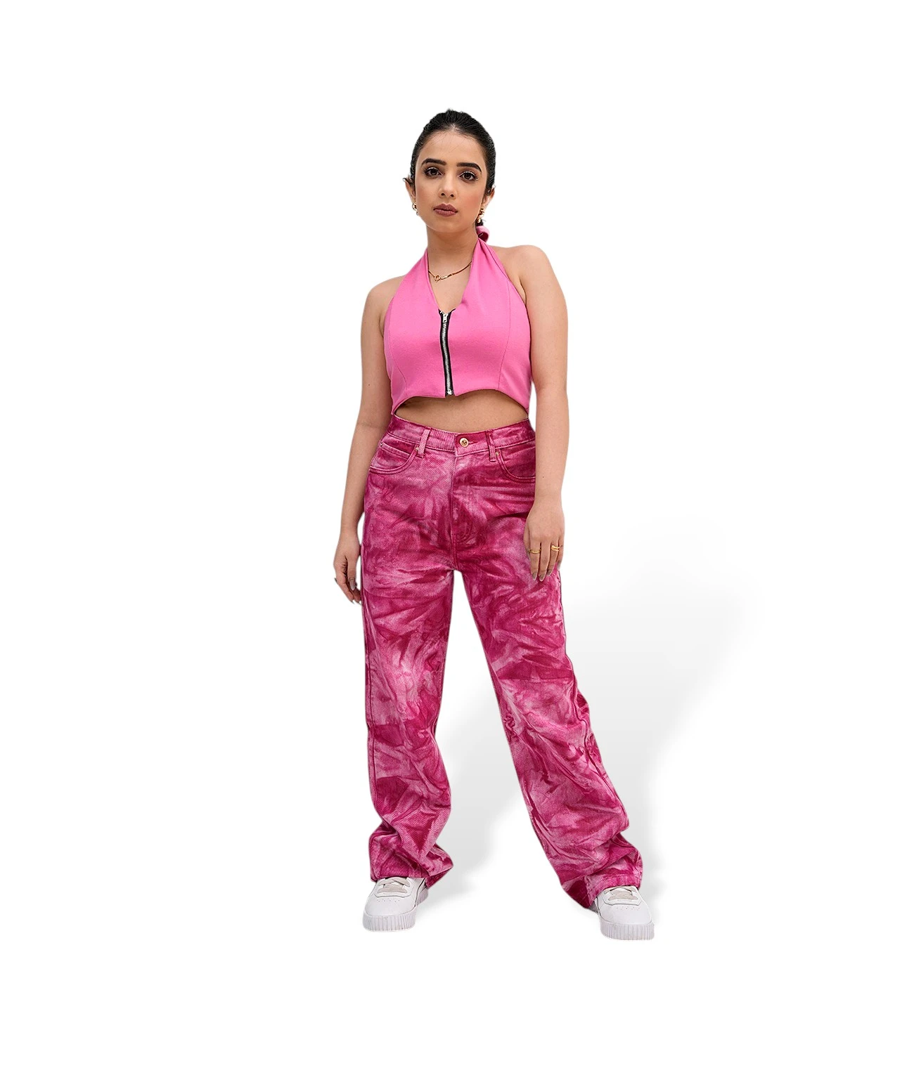 Bubblegum tie dye baggy jeans