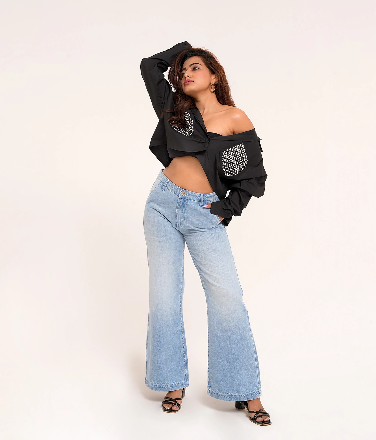 Light Blue Denim Flared Jeans