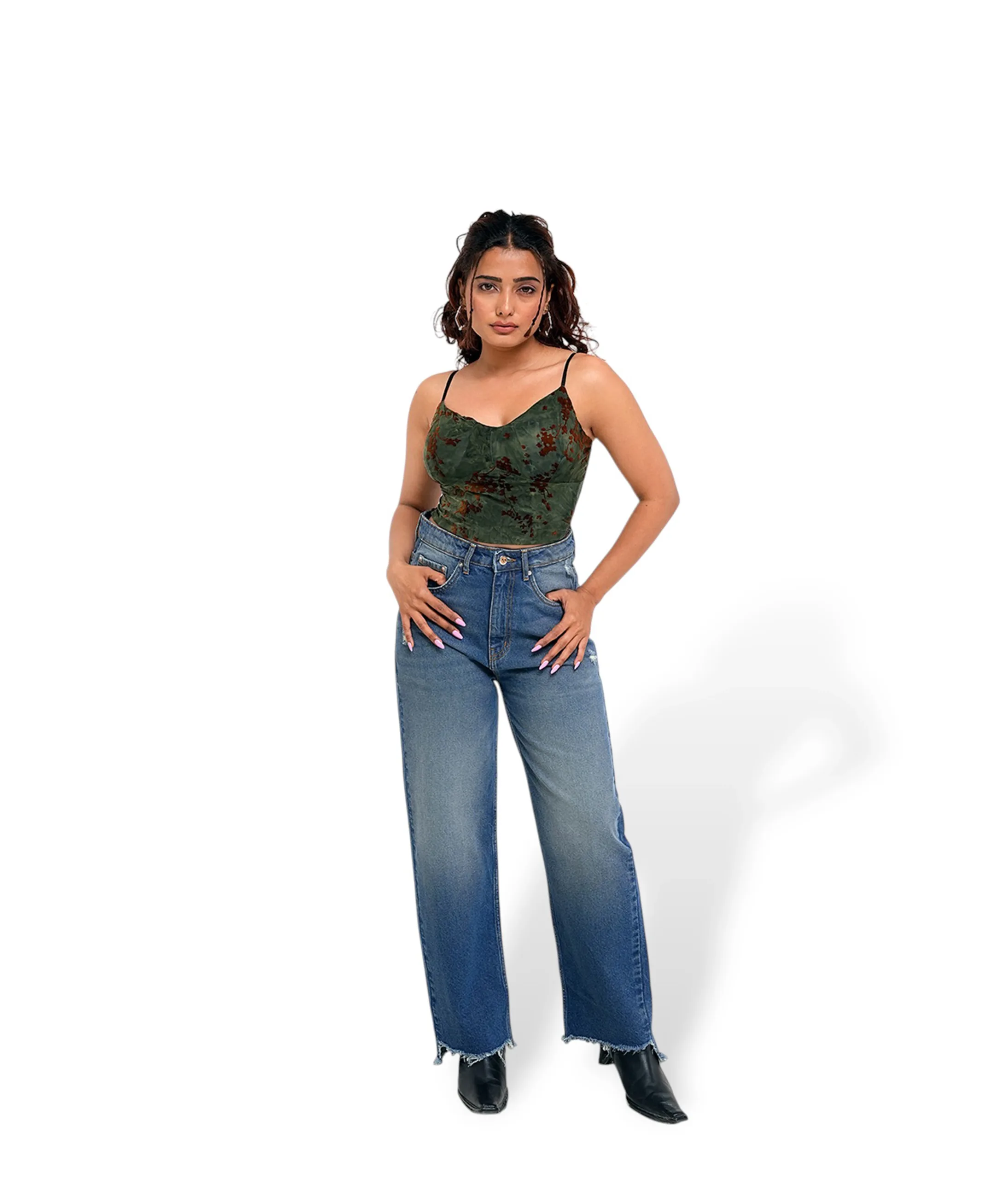 Classic Blue Denim Wide-Leg Jeans