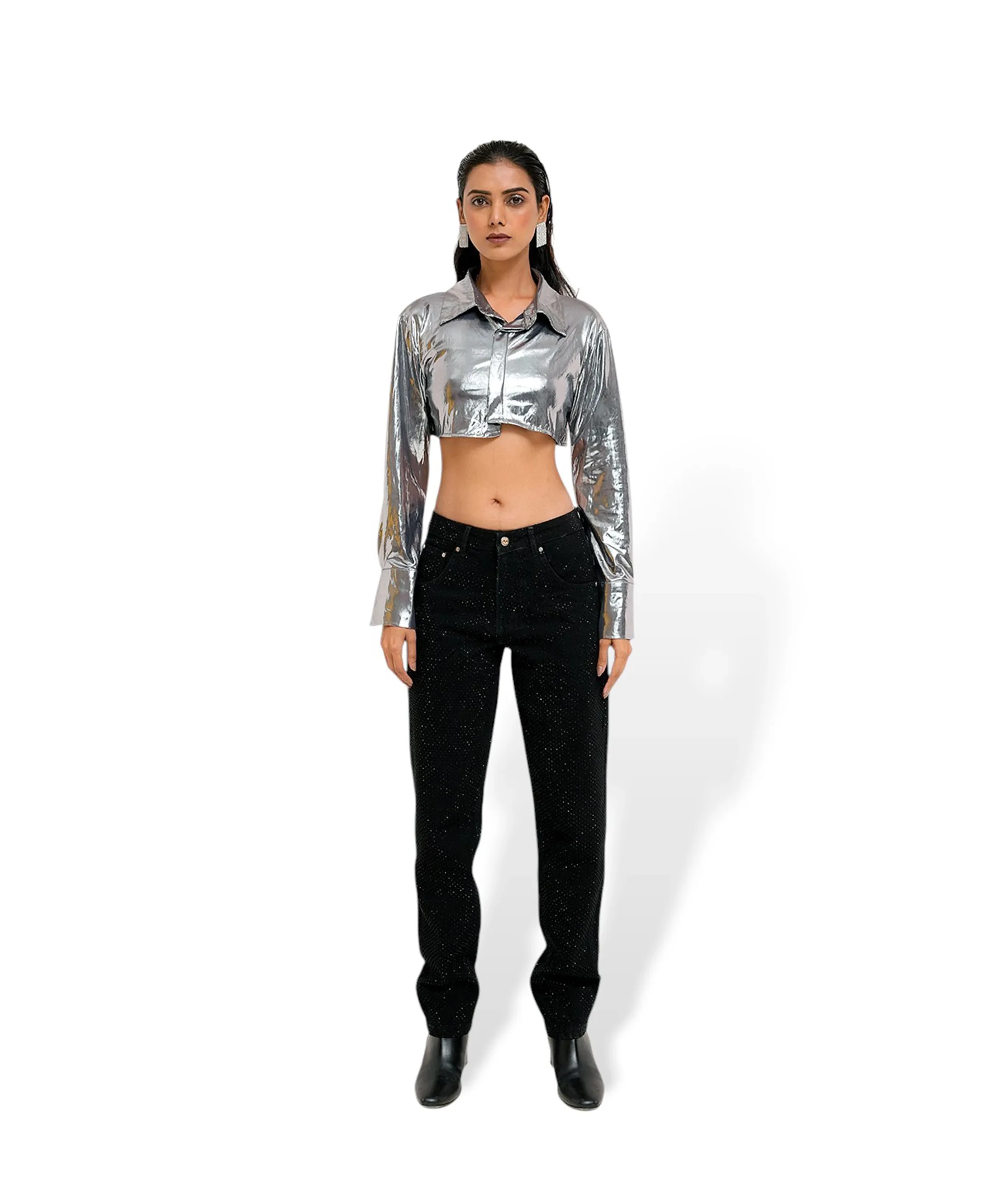 Rhinestone Denim Straight Fit Jeans
