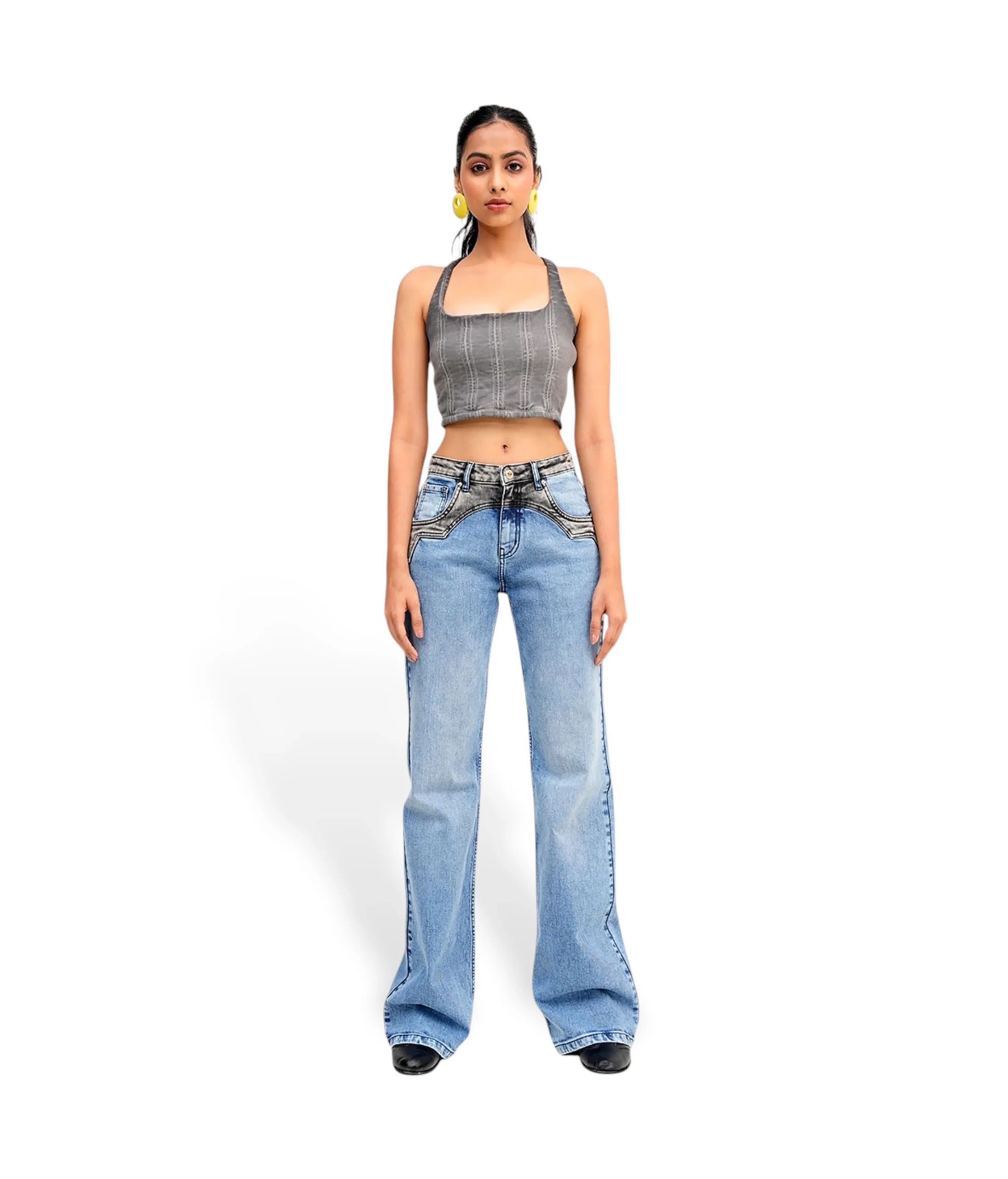 DualTone  Denim Flare Jeans
